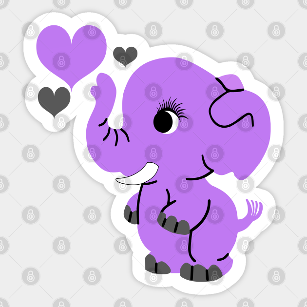 Cute Purple Baby Elephant Elephant Sticker TeePublic